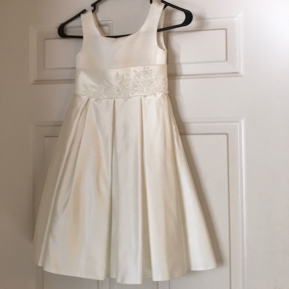Girls ivory satin dress